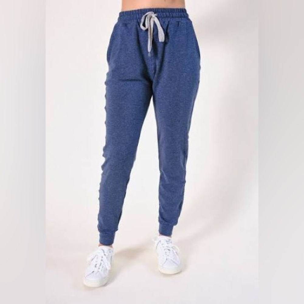 Trixxi Blue Knit High Rise Joggers Comfy Cozy Loungewear Casual Fall Winter